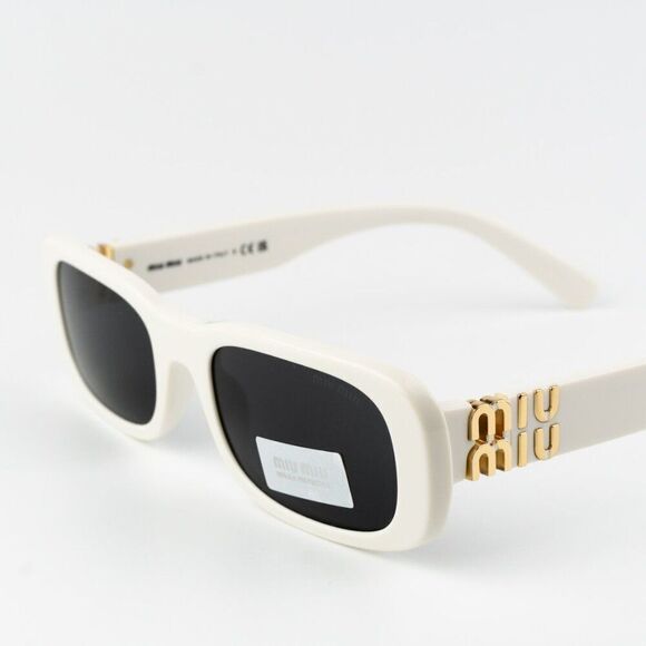 NEW Miu Miu MU08ZS 1425S0 GLIMPSE Ivory Grey Rectangle Women Sunglasses main image 9